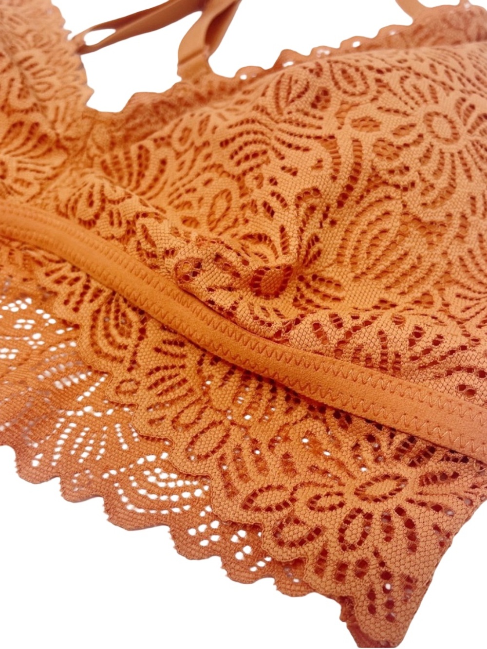 Auden Lightly Lined Crossback Burnt Orange Crochet Lace Bralette - Picture 2 of 6